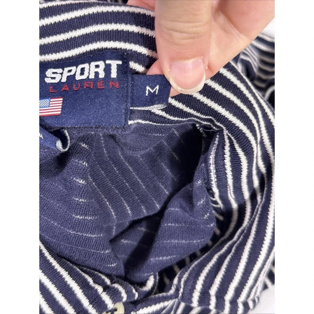 Polo Sport Ralph Lauren Polo Shirt Mens‎ Size Medium Striped Blue White Logo